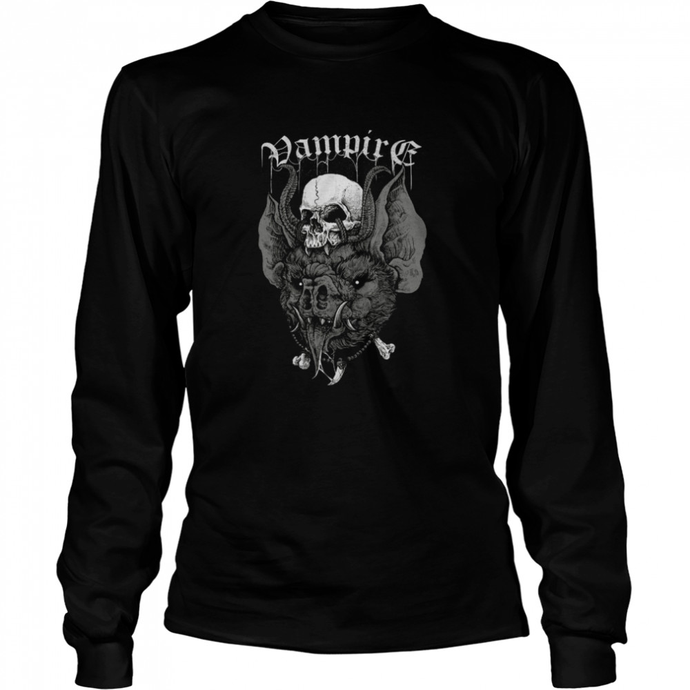 Vampire Skull Dracula Skeleton Transylvania Nosferatu Blood Sucker Monster shirt Long Sleeved T-shirt