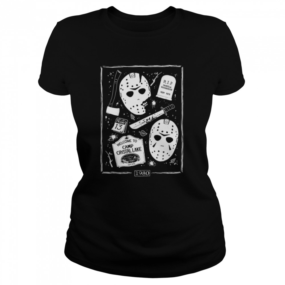 Welcome Campers Halloween Mask Jason Voorhees shirt Classic Women's T-shirt