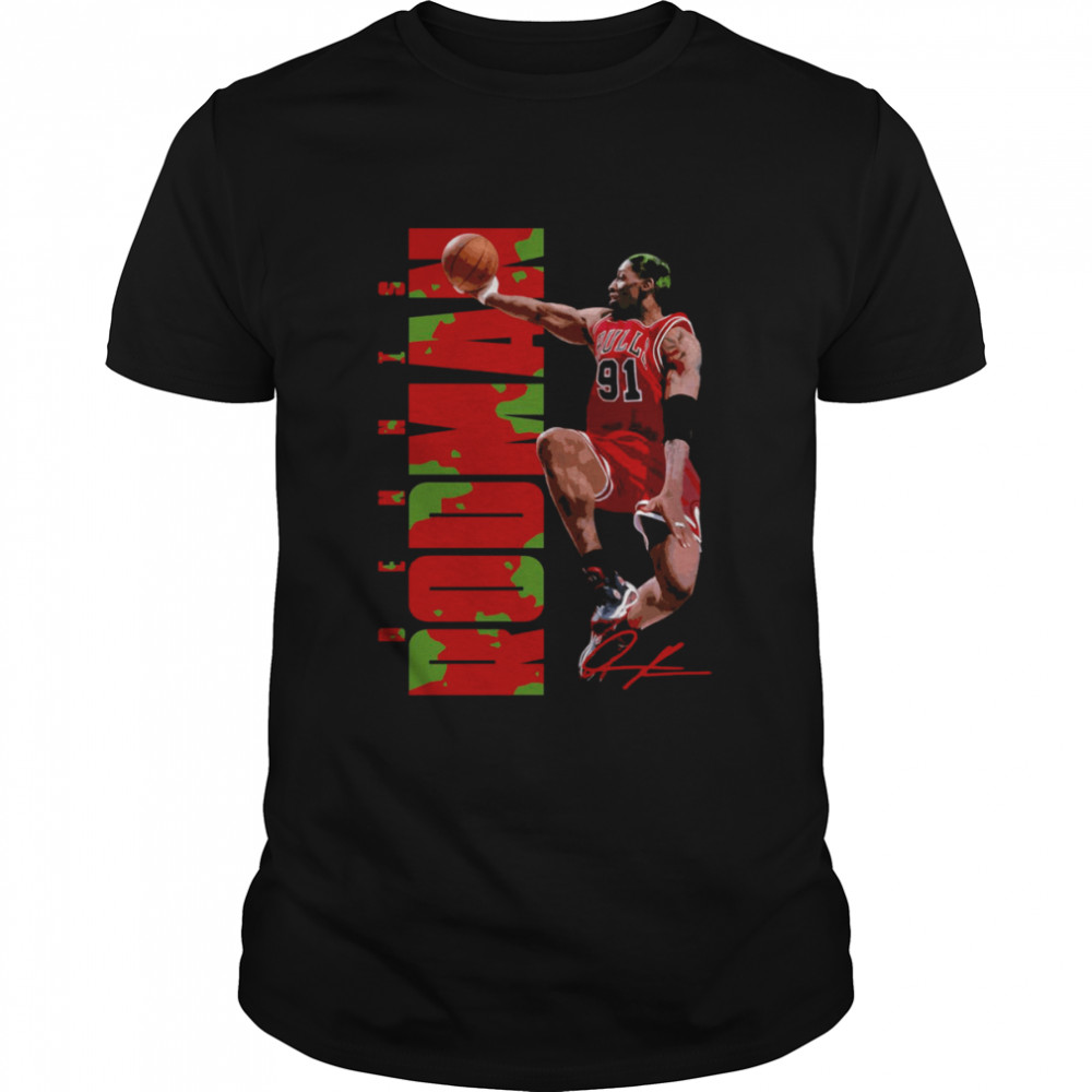 Camo Dennis Rodman Red Green Basketball shirt