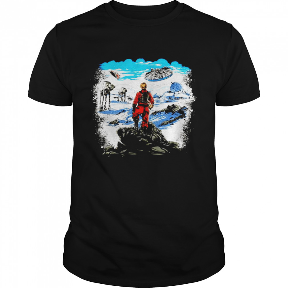 Luke Skywalker rebel above the sea of snow shirt