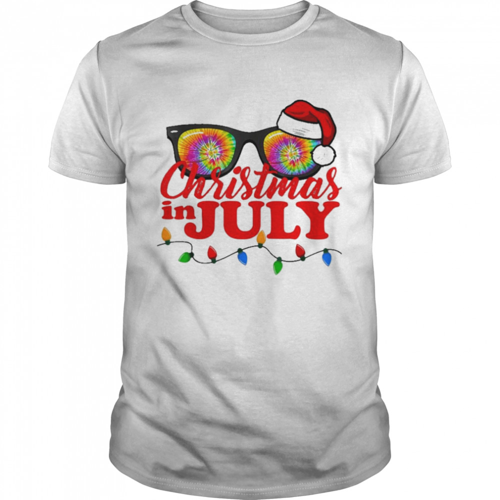 Santa Glasses Christmas in July Tie Dye shirt