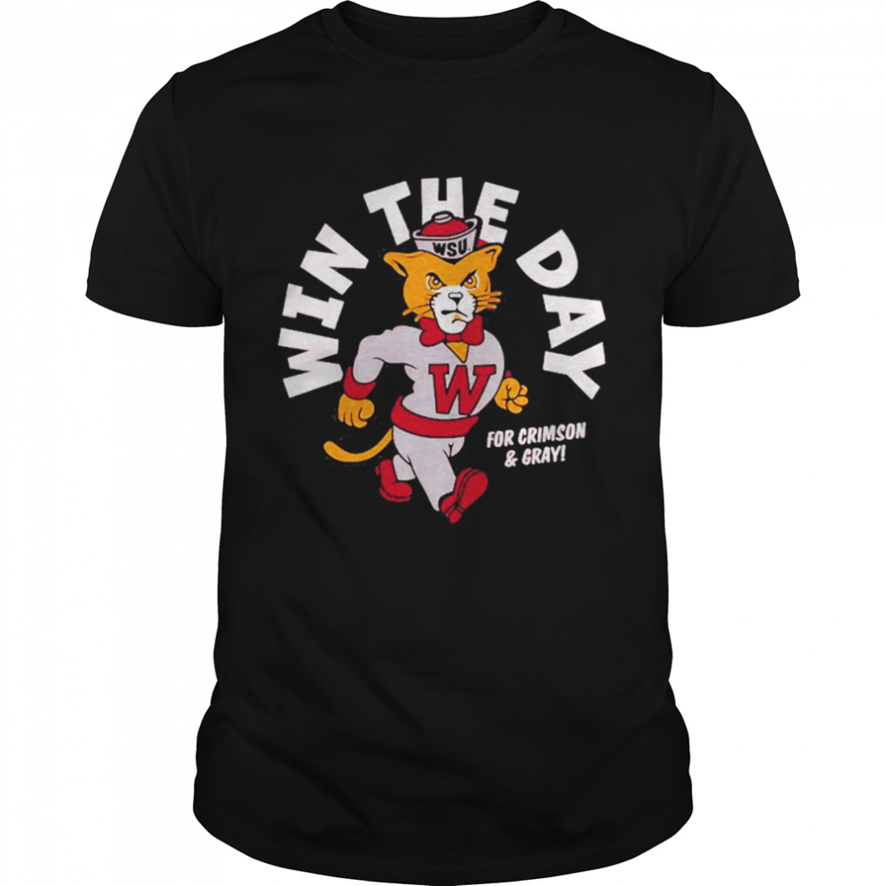 Win the Day WSU Cougar Mascot For Crimson And Gray Shirt