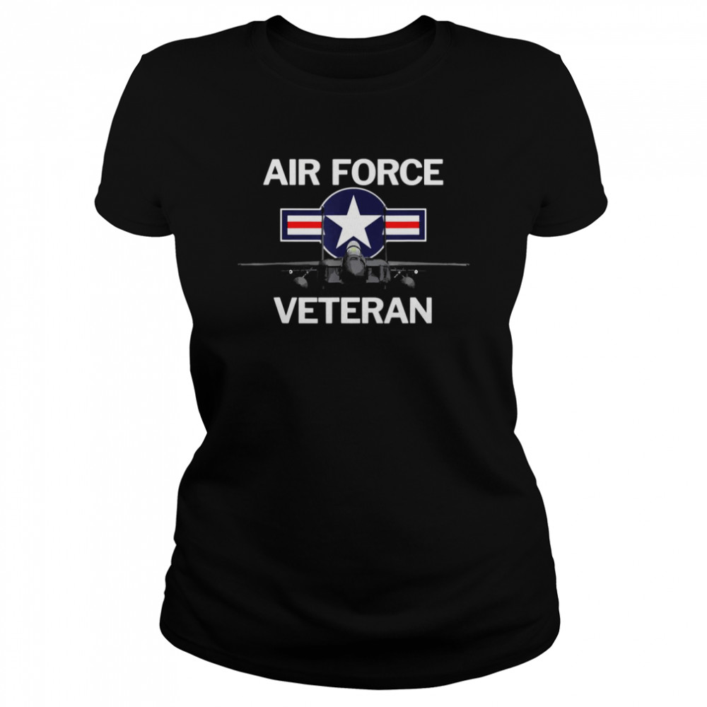 Air Force Veteran With Vintage Roundel And F15 Jet shirt Classic Women's T-shirt