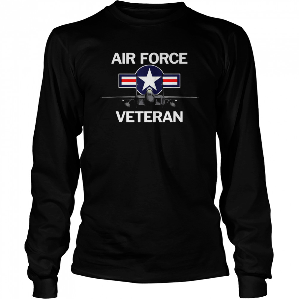 Air Force Veteran With Vintage Roundel And F15 Jet shirt Long Sleeved T-shirt