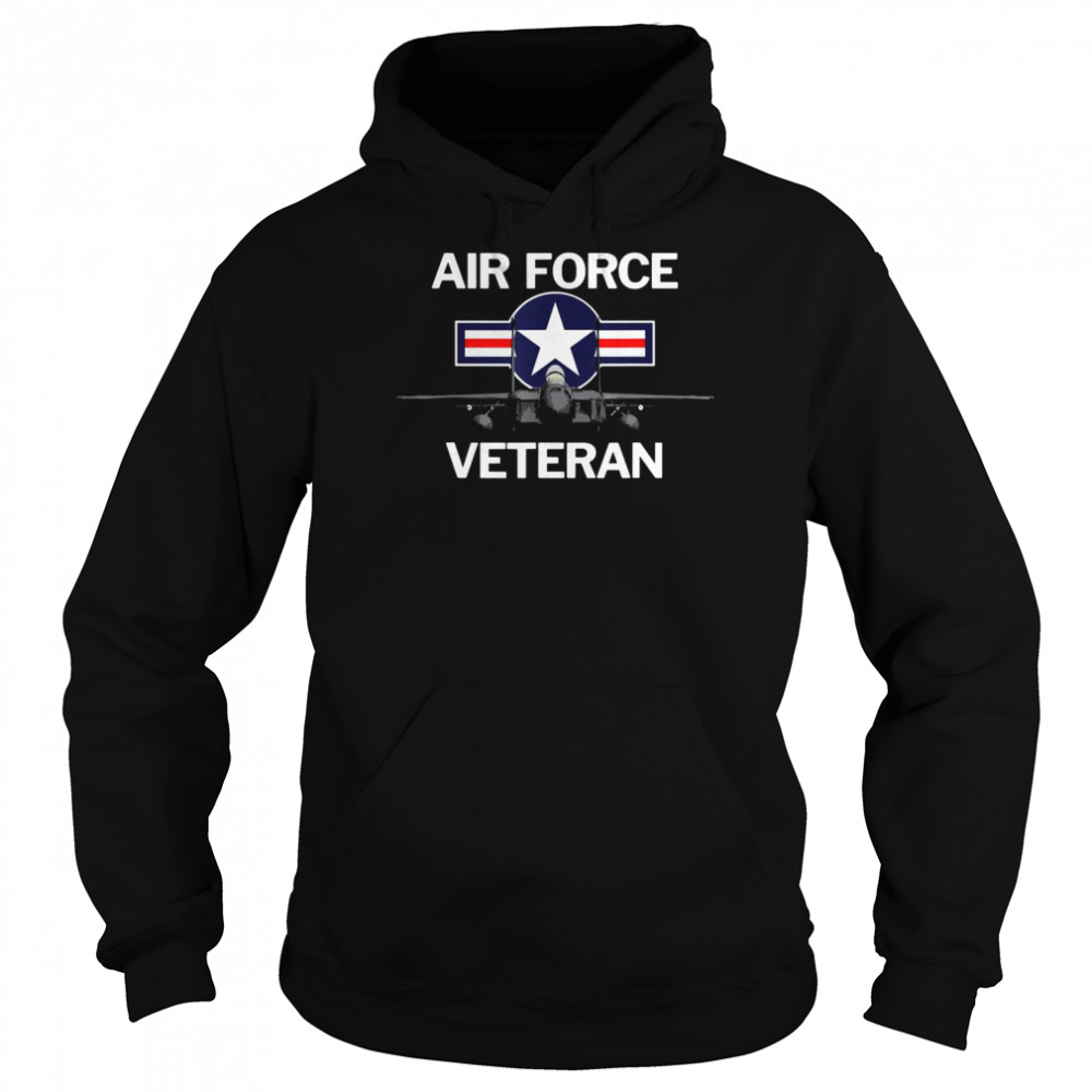 Air Force Veteran With Vintage Roundel And F15 Jet shirt Unisex Hoodie