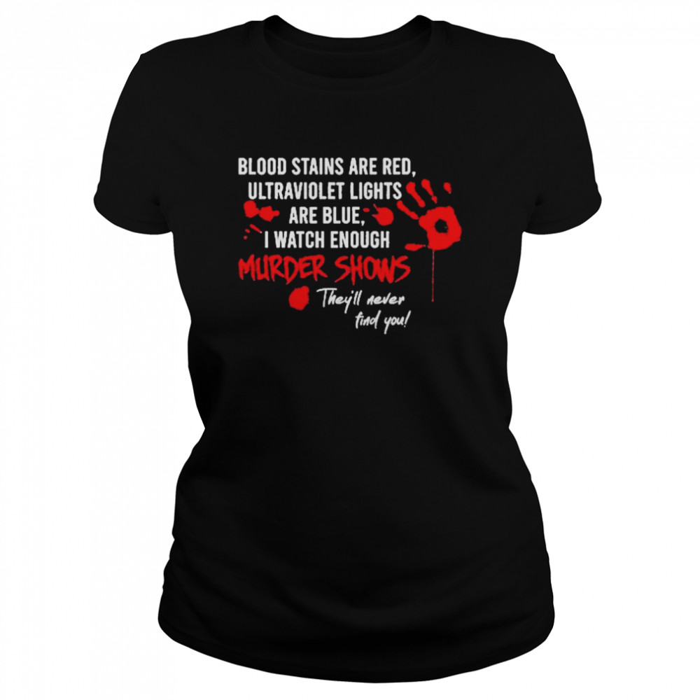 Blood Stains Are Red Ultraviolet Lights Are Blue Halloween T- Classic Women's T-shirt