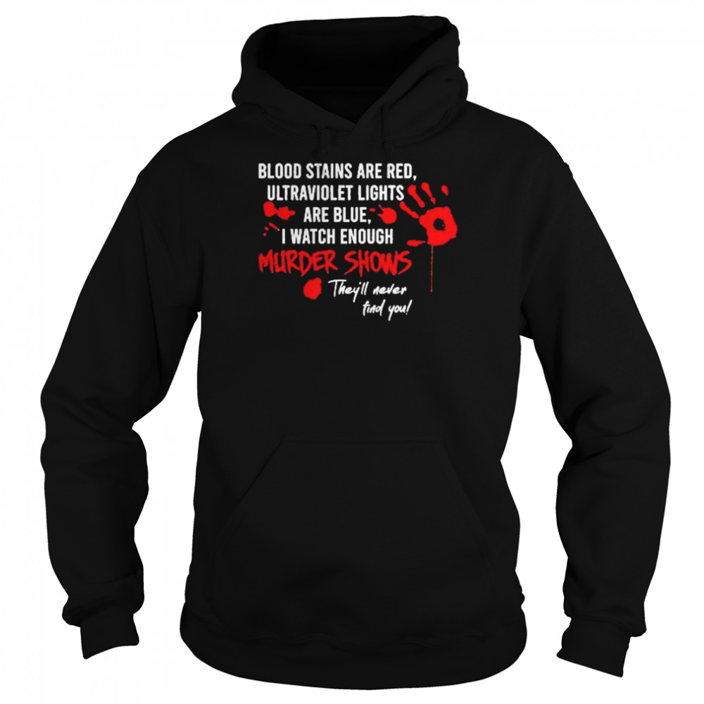 Blood Stains Are Red Ultraviolet Lights Are Blue Halloween T- Unisex Hoodie