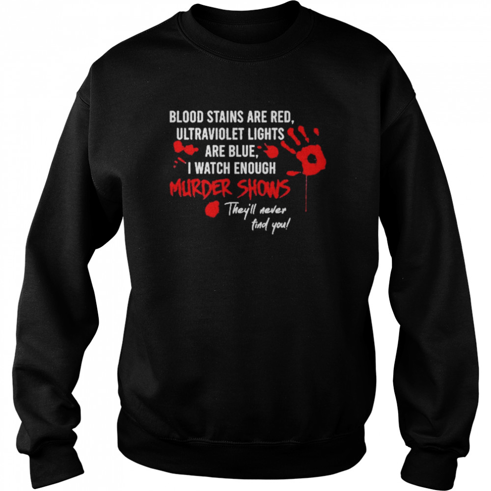 Blood Stains Are Red Ultraviolet Lights Are Blue Halloween T- Unisex Sweatshirt