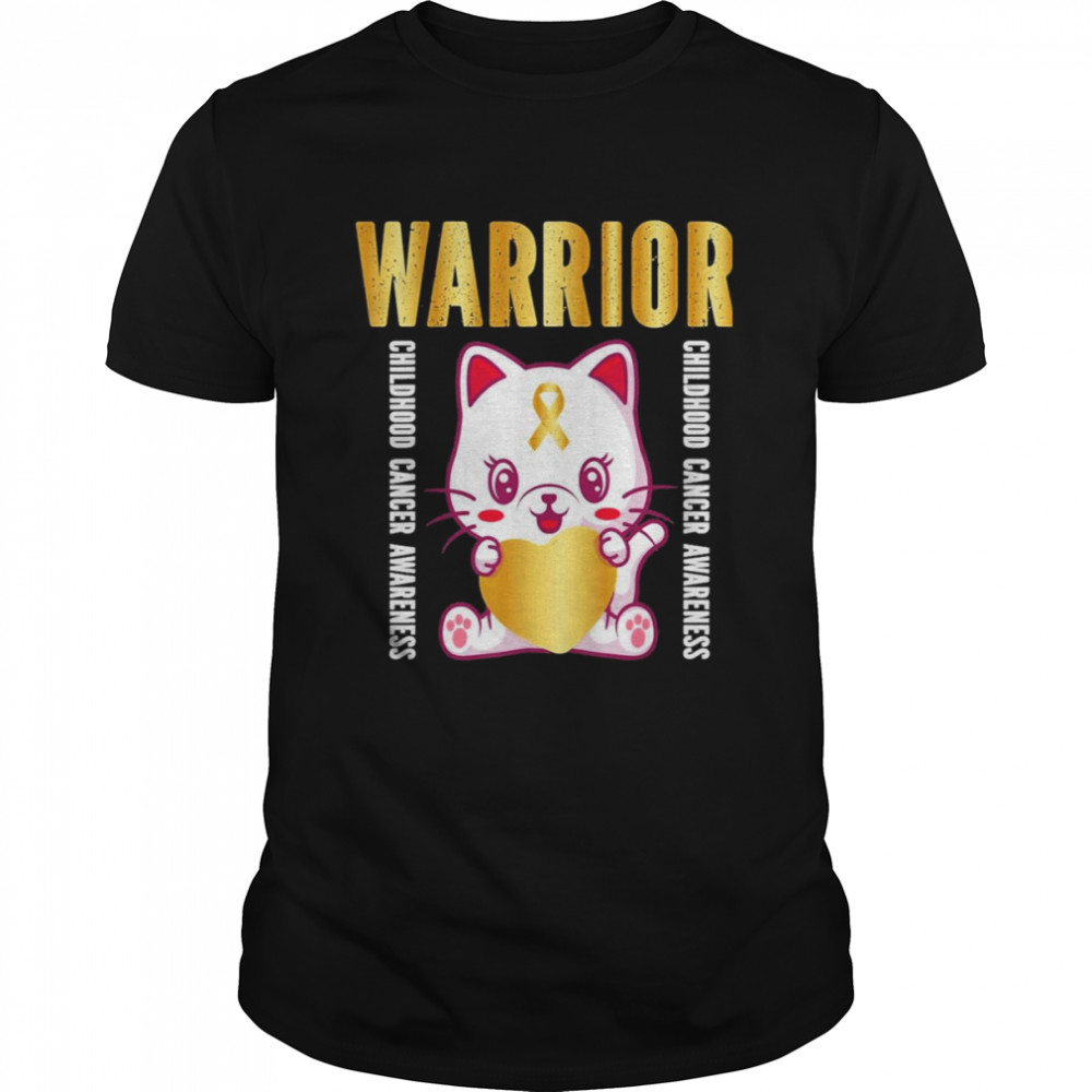 Childhood Cancer Awareness Warrior Cute Cat  Classic Men's T-shirt