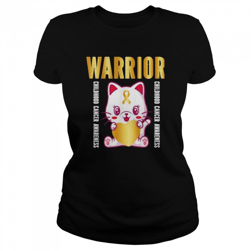 Childhood Cancer Awareness Warrior Cute Cat  Classic Women's T-shirt