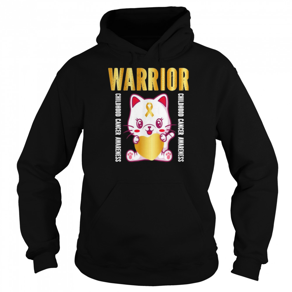 Childhood Cancer Awareness Warrior Cute Cat  Unisex Hoodie