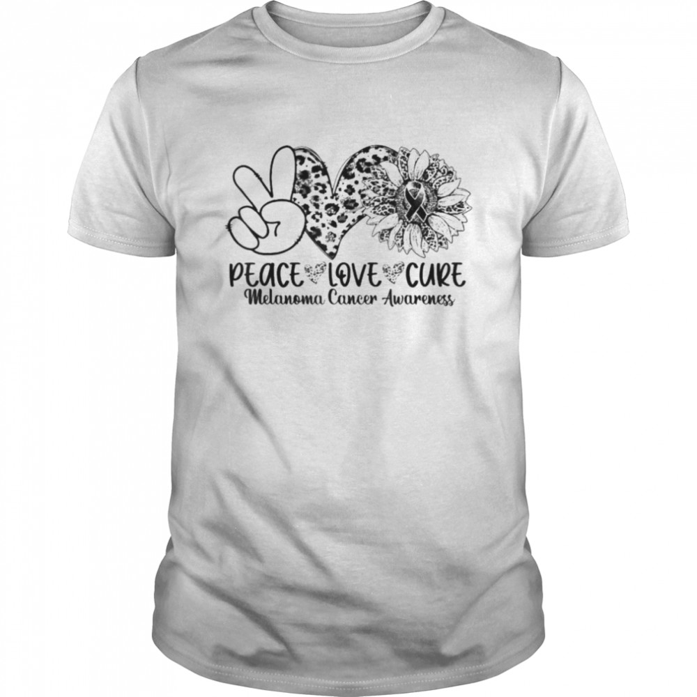 Peace love cure sunflower leopard melanoma cancer awareness shirt Classic Men's T-shirt