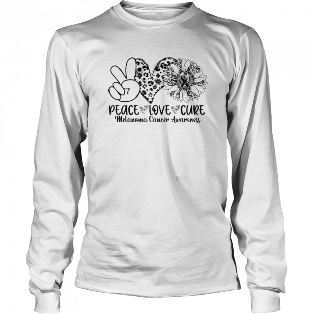 Peace love cure sunflower leopard melanoma cancer awareness shirt Long Sleeved T-shirt