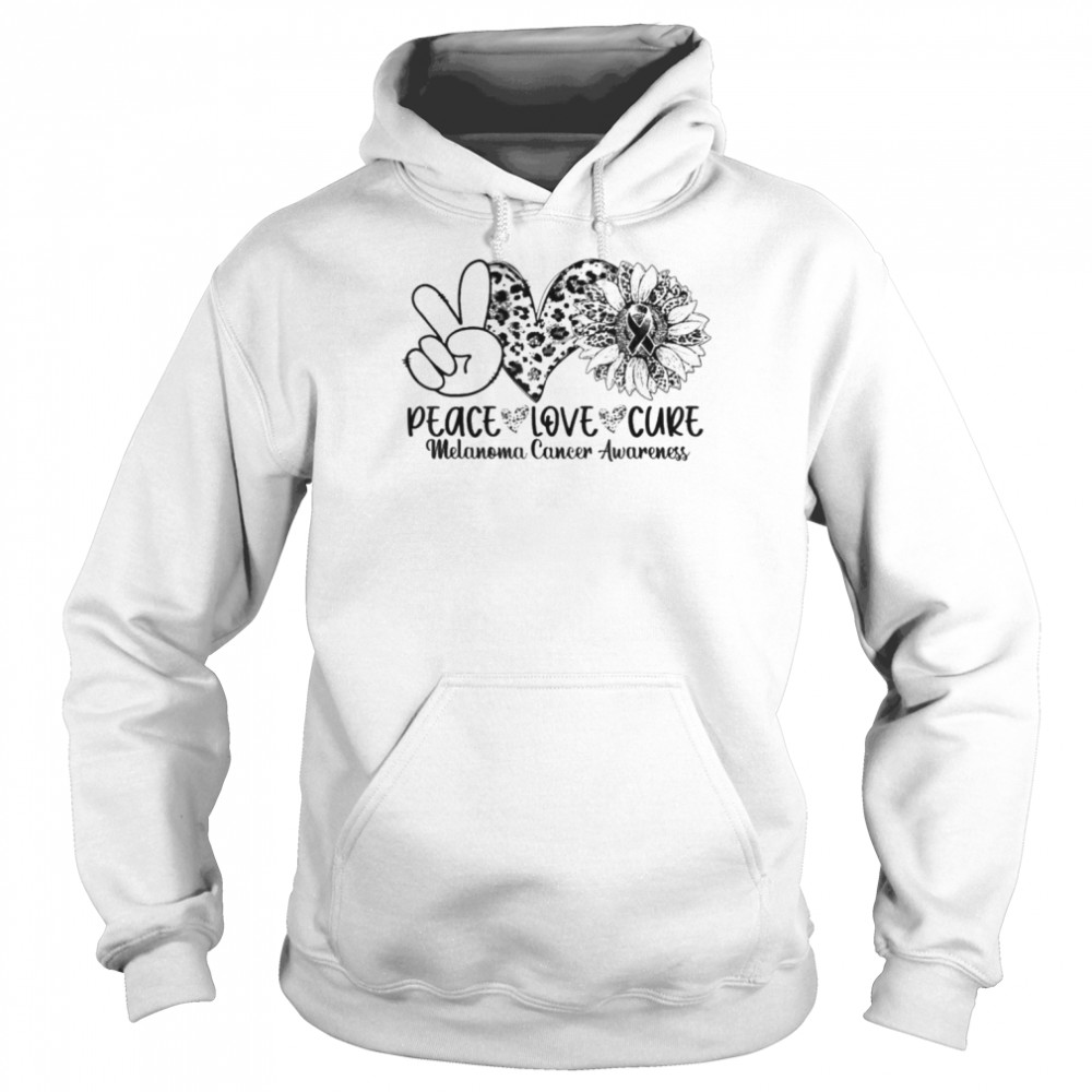 Peace love cure sunflower leopard melanoma cancer awareness shirt Unisex Hoodie