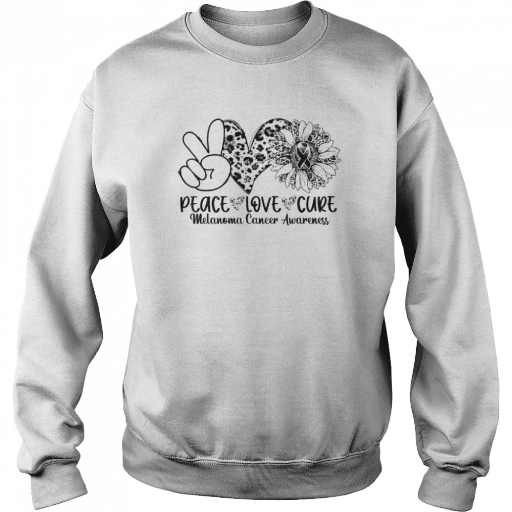 Peace love cure sunflower leopard melanoma cancer awareness shirt Unisex Sweatshirt