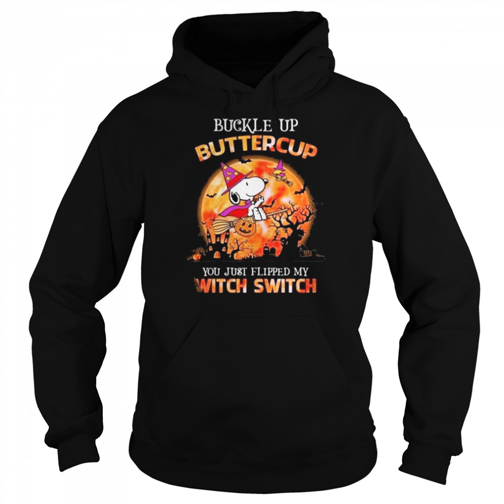 Snoopy Witch Buckle Up Buttercup Snoopy Dog Halloween Pumpkins T- Unisex Hoodie
