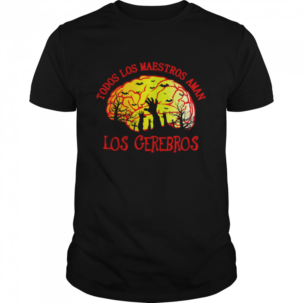 Spanish Teacher Halloween Squad All Teachers Love Brains  Classic Men's T-shirt