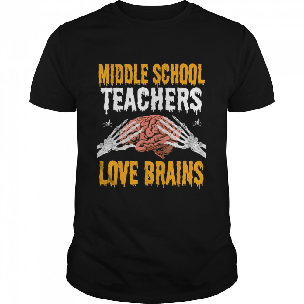 Teacher Halloween Middle School Teachers Love Brains  Classic Men's T-shirt