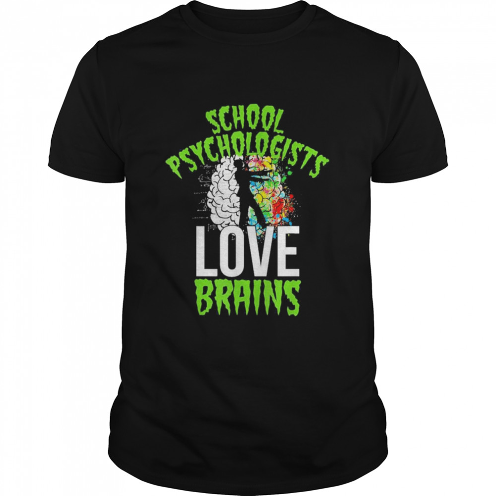 Teacher Halloween School Psychologists Love Brains  Classic Men's T-shirt