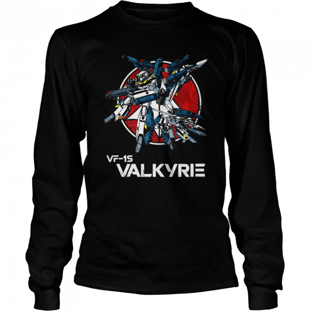 VF-1S Valkyrie Vintage Skull Squadron Macross shirt Long Sleeved T-shirt