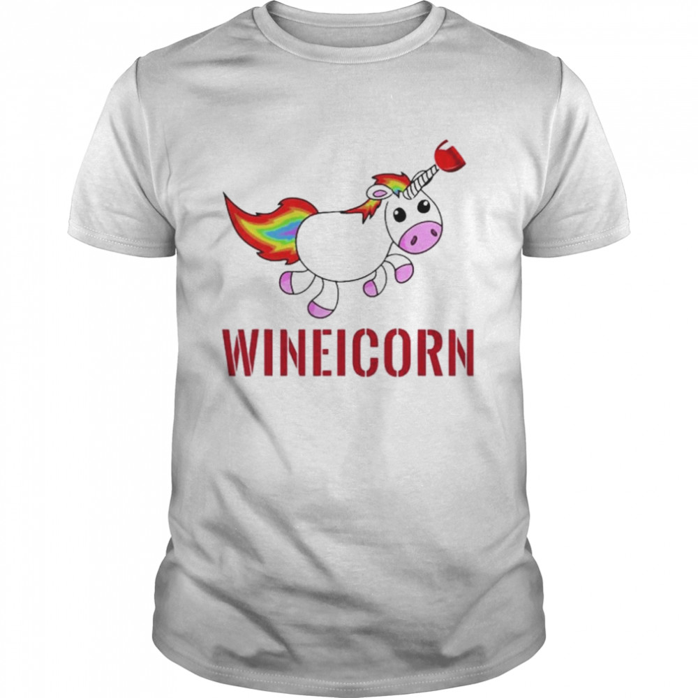 Wineicorn wine drinking unicorn shirt