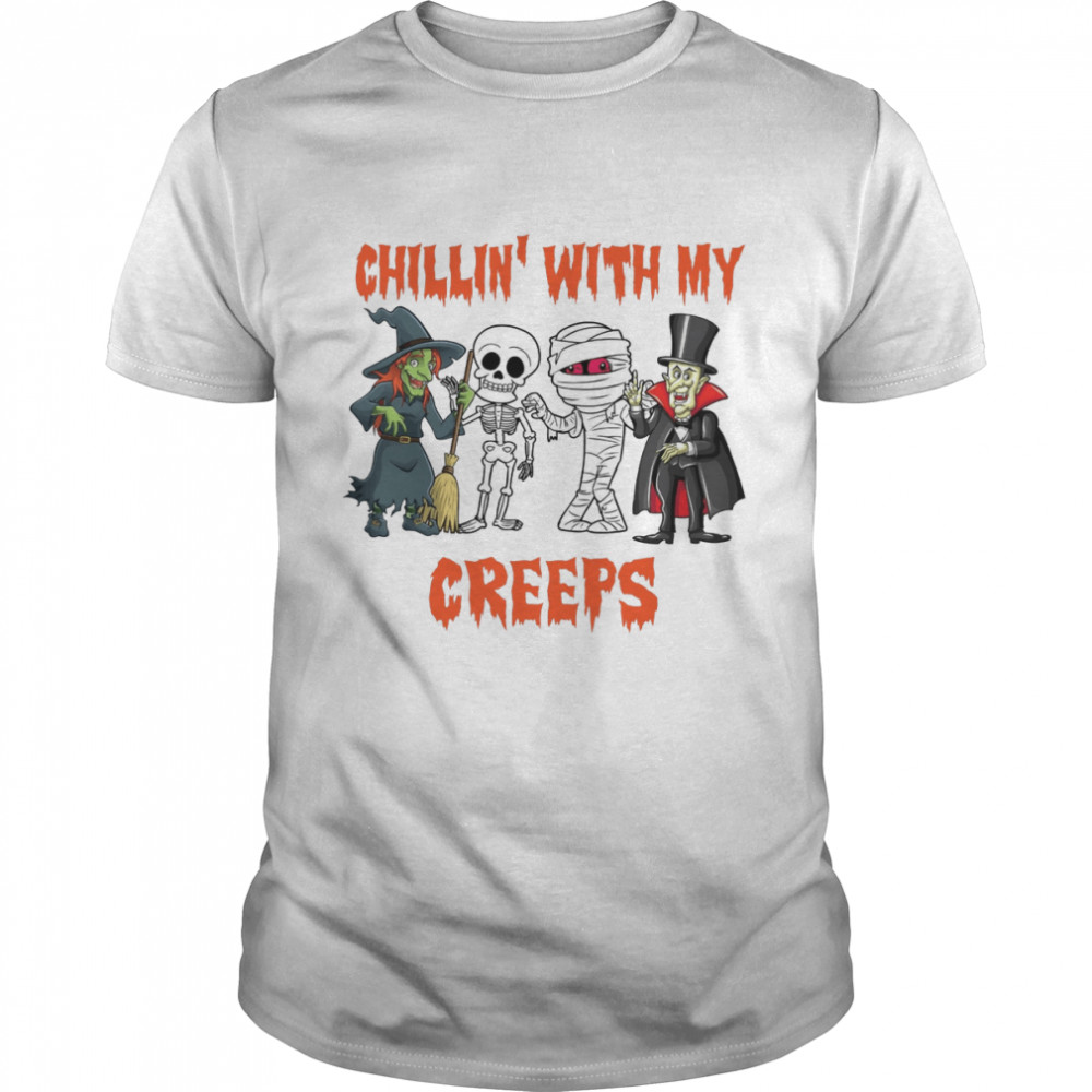 Chillin With My Creeps Party Ghost Witch Skeleton Trick Or Treat Disney Halloween shirt