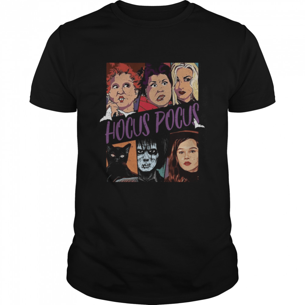 Retro Hocus Pocus Characters Binx Black Cat Billy Dani Sanderson Sisters Party Disney Halloween shirt