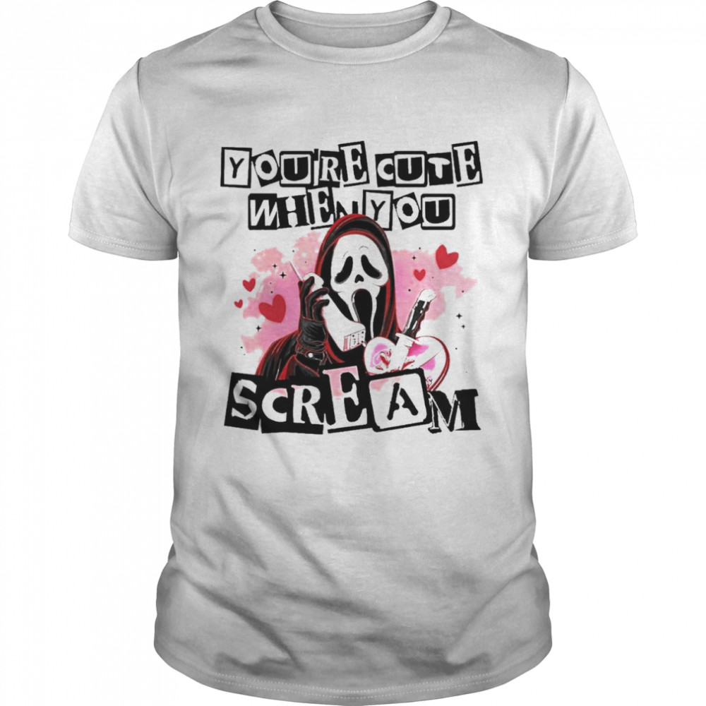 Ghostface You’re Cute When You Scream Halloween Skeleton shirt Classic Men's T-shirt