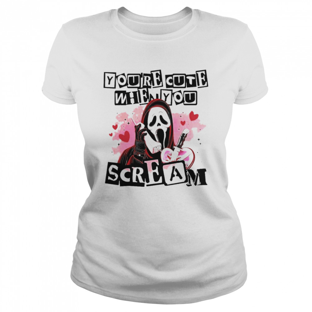 Ghostface You’re Cute When You Scream Halloween Skeleton shirt Classic Women's T-shirt