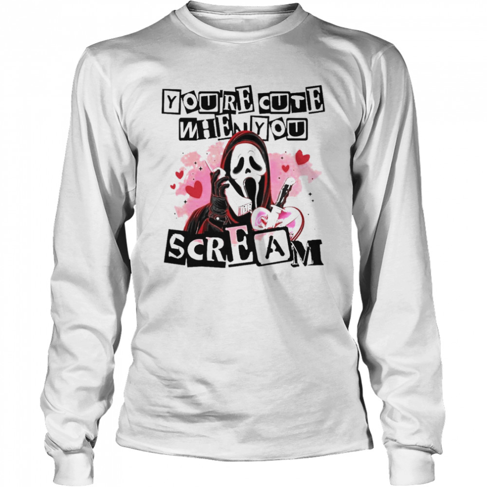 ghostface youre cute when you scream halloween skeleton shirt long sleeved t shirt