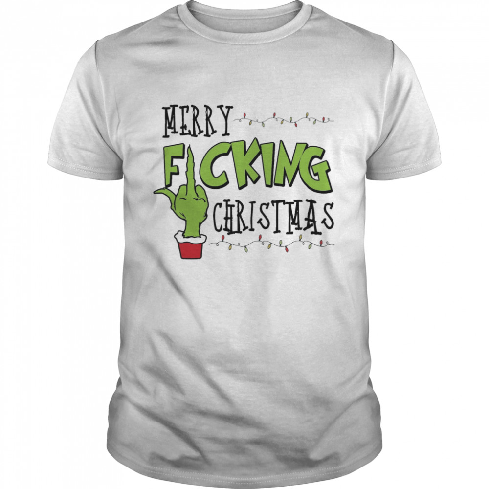 Merry Fucking Christmas Grinch Middle Finger shirt Classic Men's T-shirt