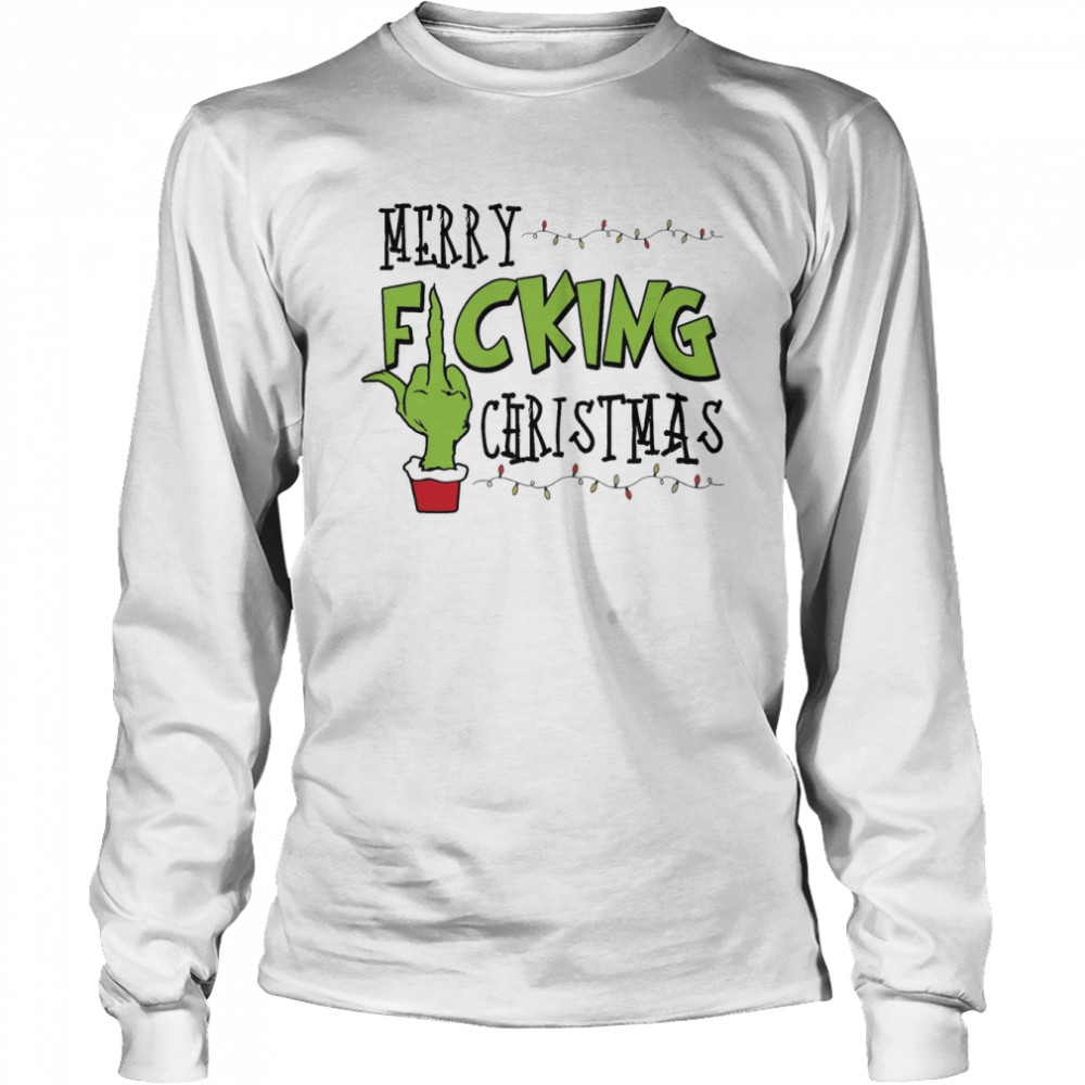 merry fucking christmas grinch middle finger shirt long sleeved t shirt
