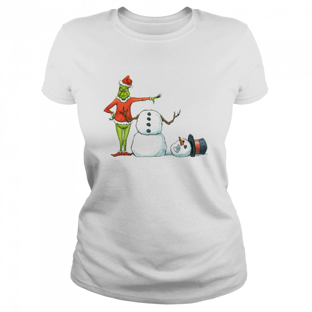 Merry Grinchmas Grinch Santa Snow Man Christmas shirt Classic Women's T-shirt