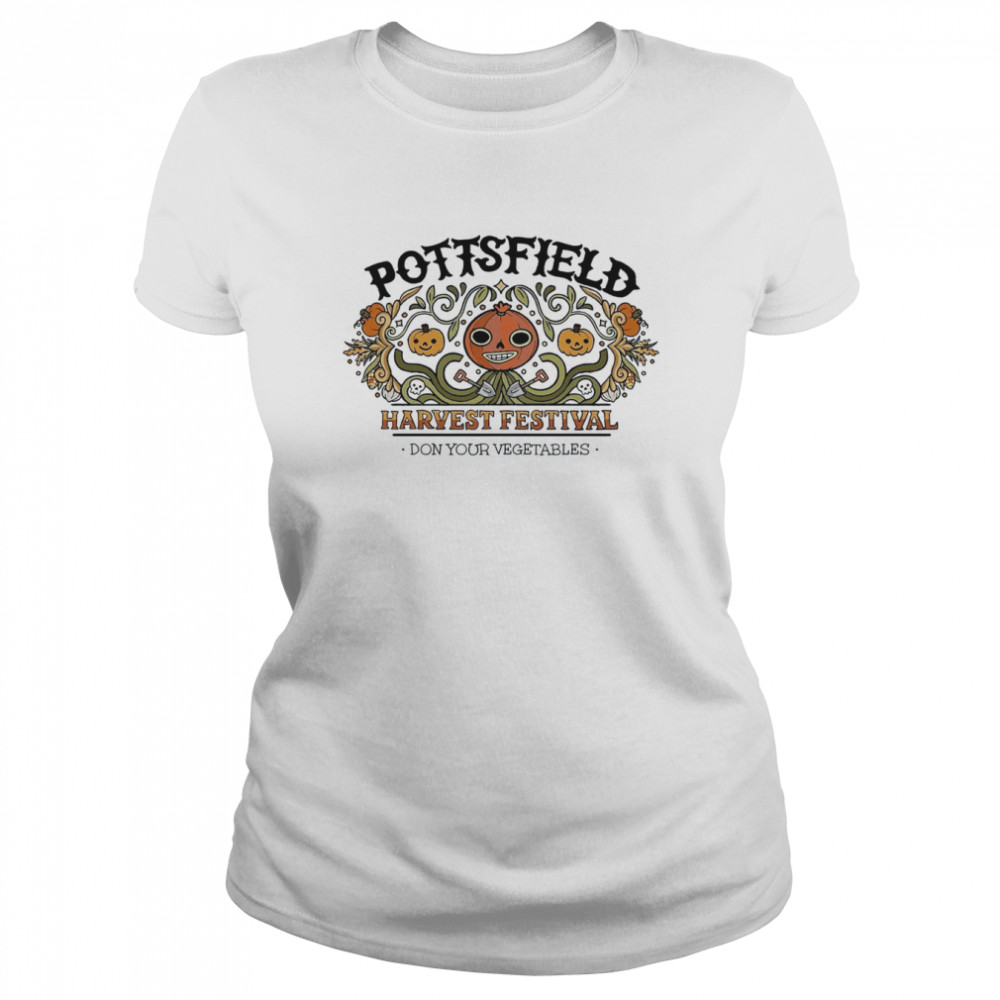 pottsfield harvest festival pumpkin harvest over the garden wall shirt classic womens t shirt