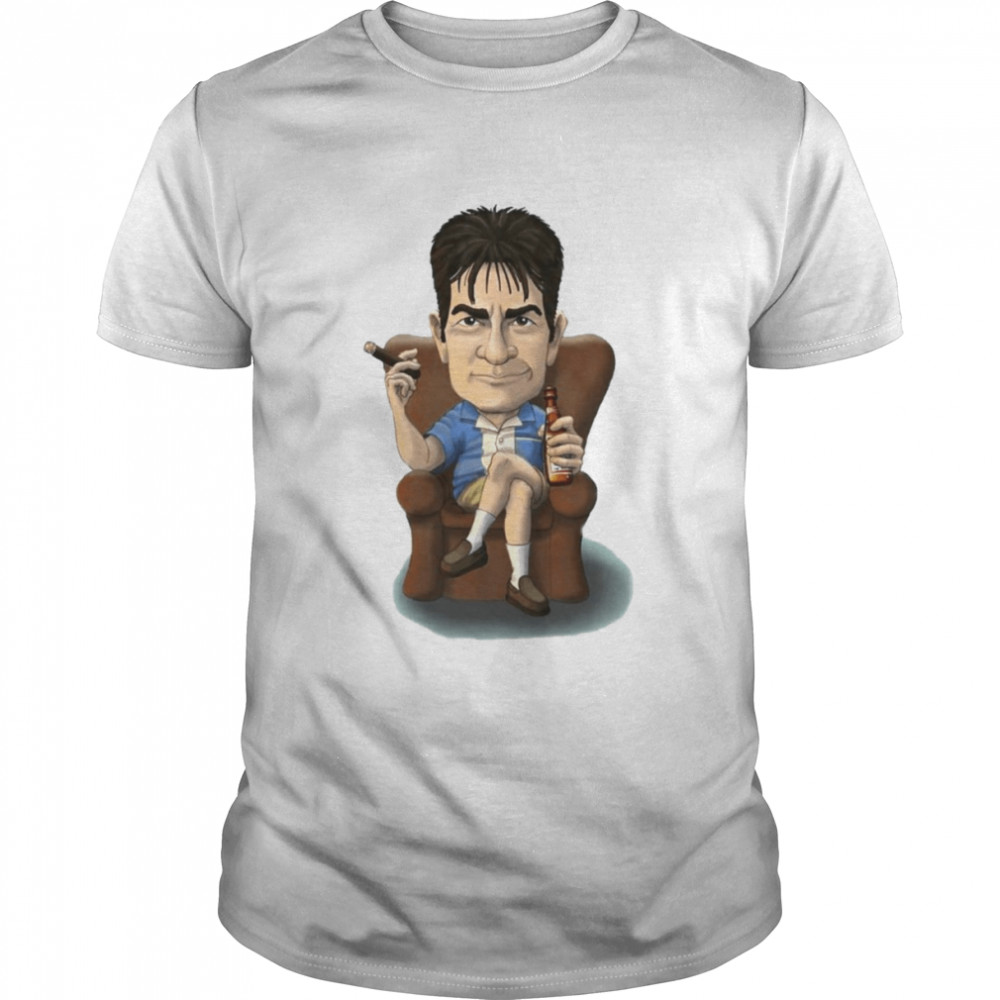 Animated Charlie Sheen Caricature Two And A Half Men shirt Classic Men's T-shirt
