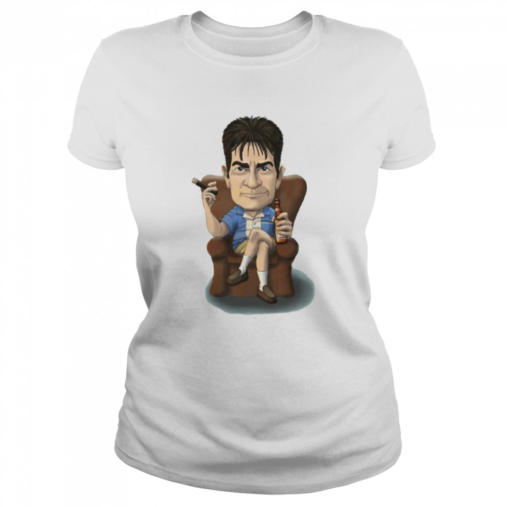 Animated Charlie Sheen Caricature Two And A Half Men shirt Classic Women's T-shirt