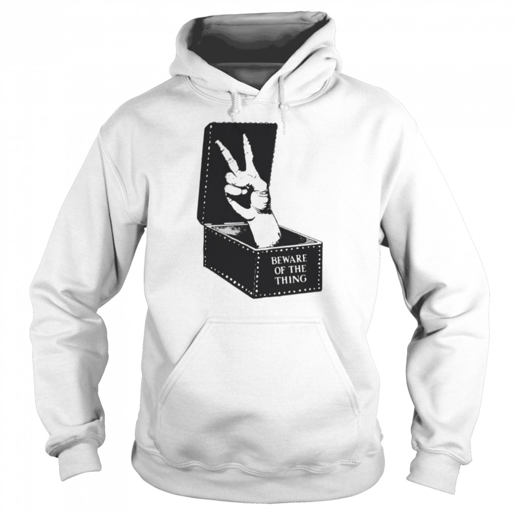 beware of the thing peace sign edition the addams family shirt unisex hoodie