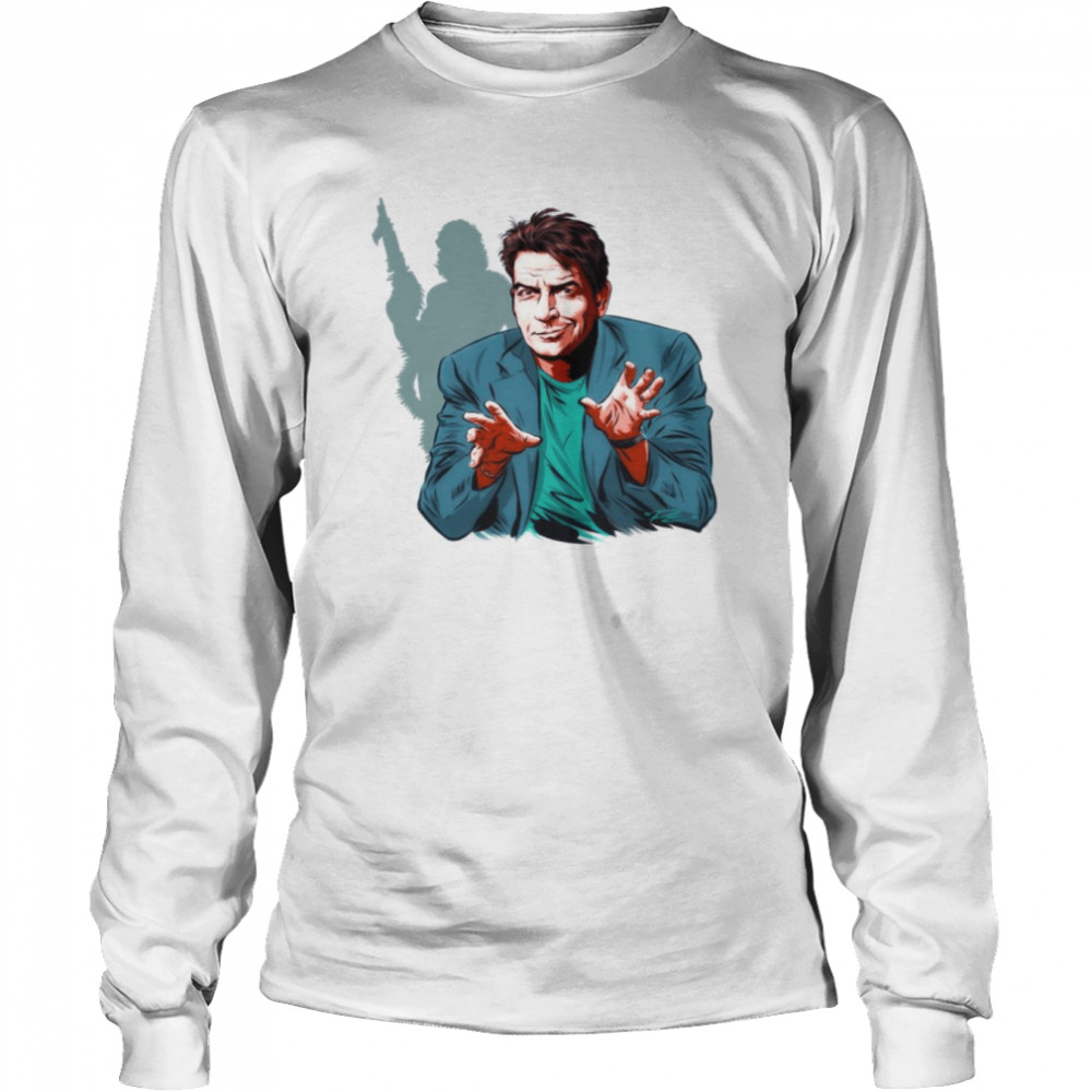 charlie sheen an illustration by paul cemmick two and a half men shirt long sleeved t shirt