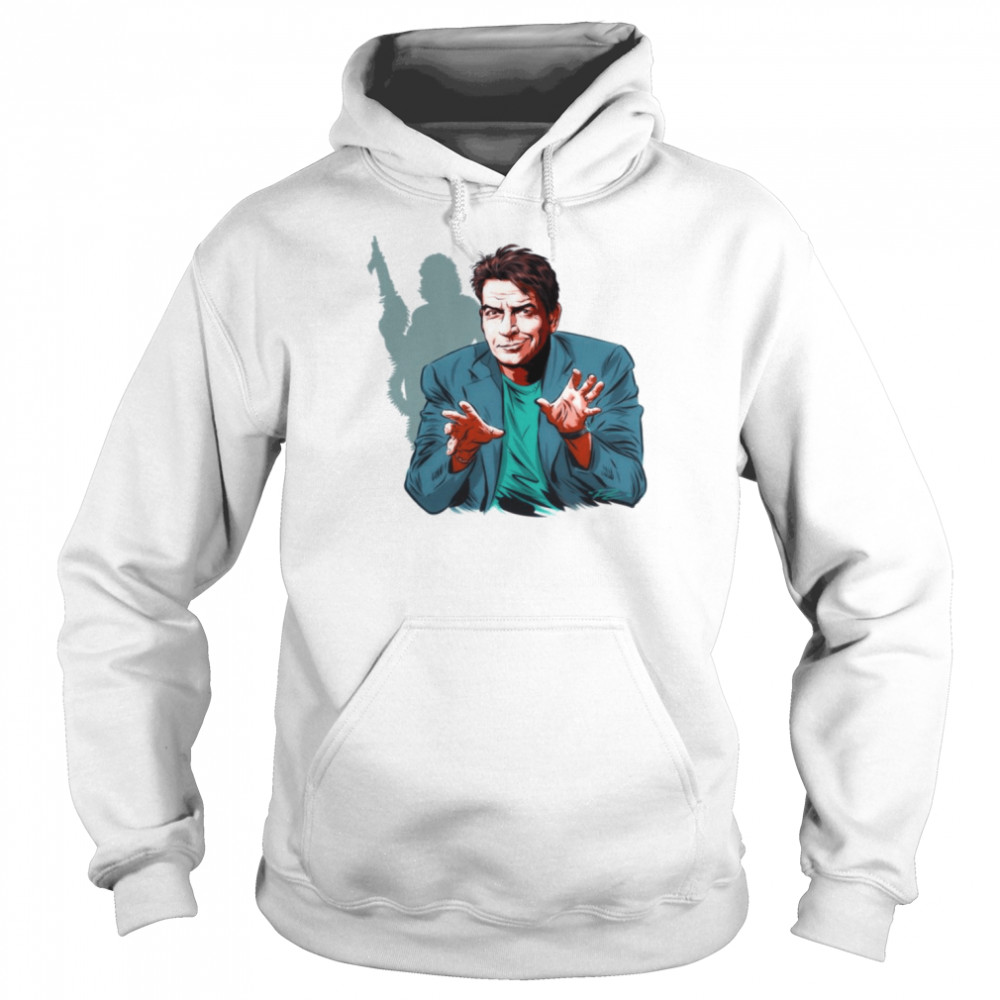 Charlie Sheen An Illustration By Paul Cemmick Two And A Half Men shirt Unisex Hoodie