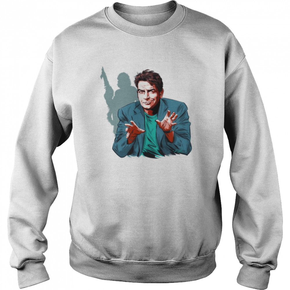 charlie sheen an illustration by paul cemmick two and a half men shirt unisex sweatshirt
