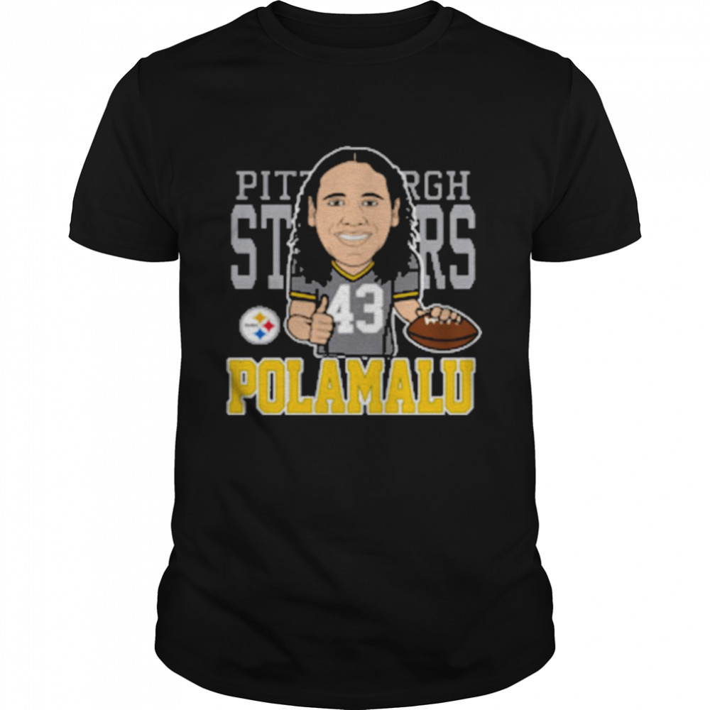 Nfl Troy Polamalu Pittsburgh Steelers Mitchell Ness Caricature Graphic T-Shirt