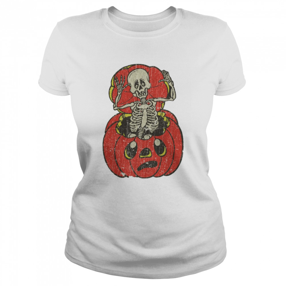 Red Pumkin Boo 80s Halloween Spooky Night shirt Classic Women's T-shirt