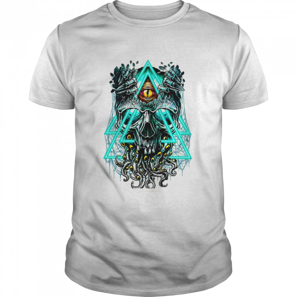 Winya Neon Skull Halloween Spooky Night shirt Classic Men's T-shirt