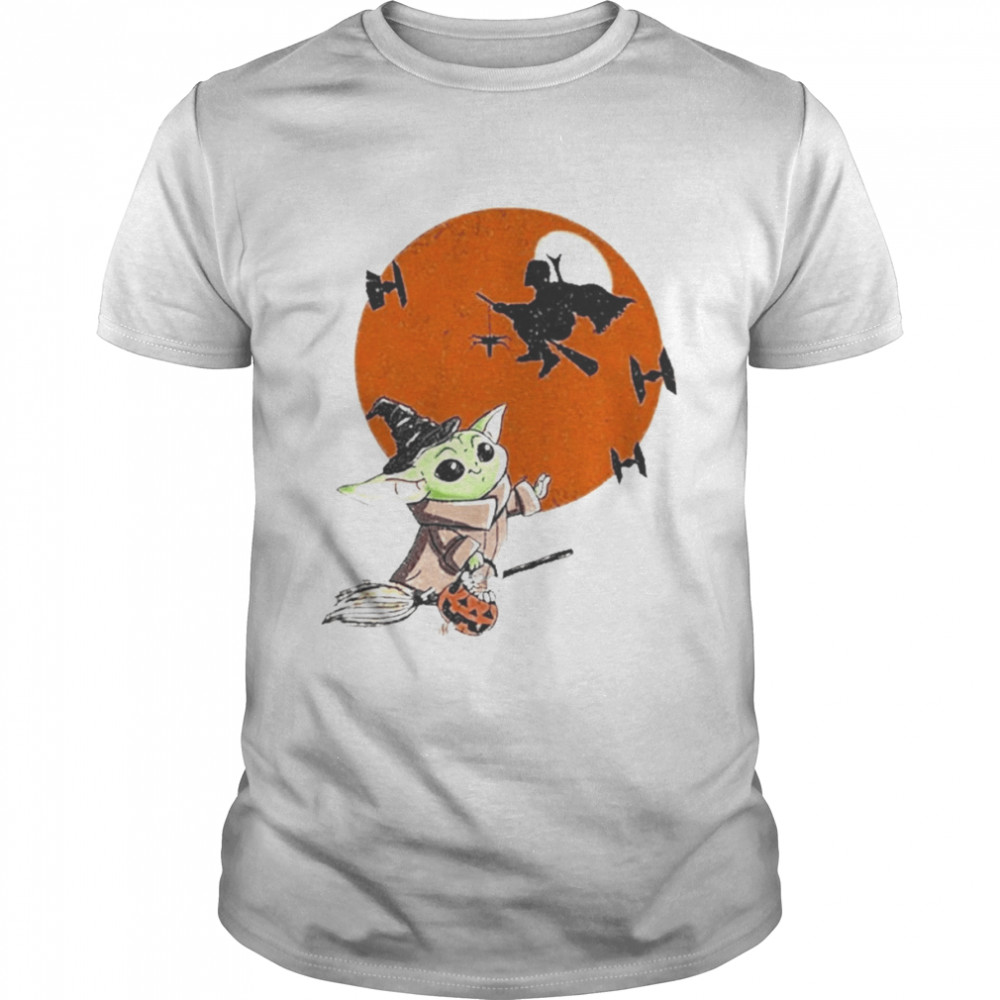 Baby Yoda And The Mandalorian Witch Costume 2022 Halloween Shirt
