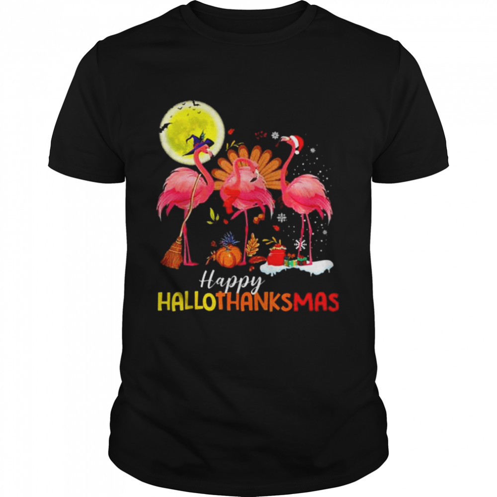 flamingo hallothanksmas happy halloween thanksgiving 2022 shirt Classic Men's T-shirt