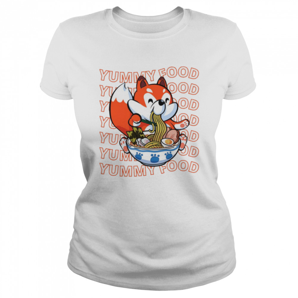 Food Lover Back To School Cute Fox Love Ramen Noodle shirt Classic Women's T-shirt