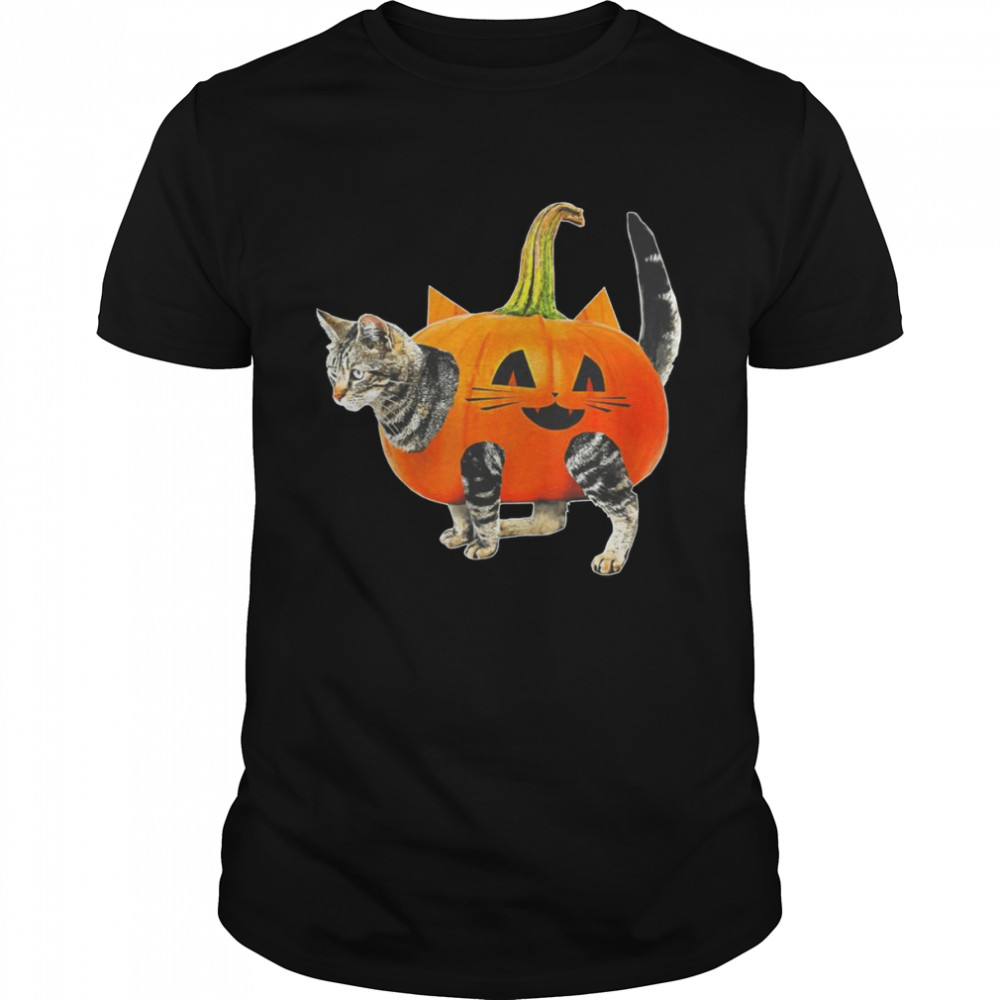 Halloween Jack-O-Lantern Pumpkin Cat  Classic Men's T-shirt
