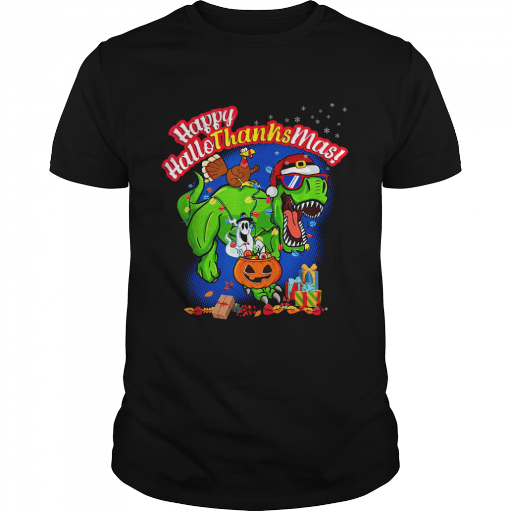 Happy Hallothanksmas T Rex Design shirt Classic Men's T-shirt