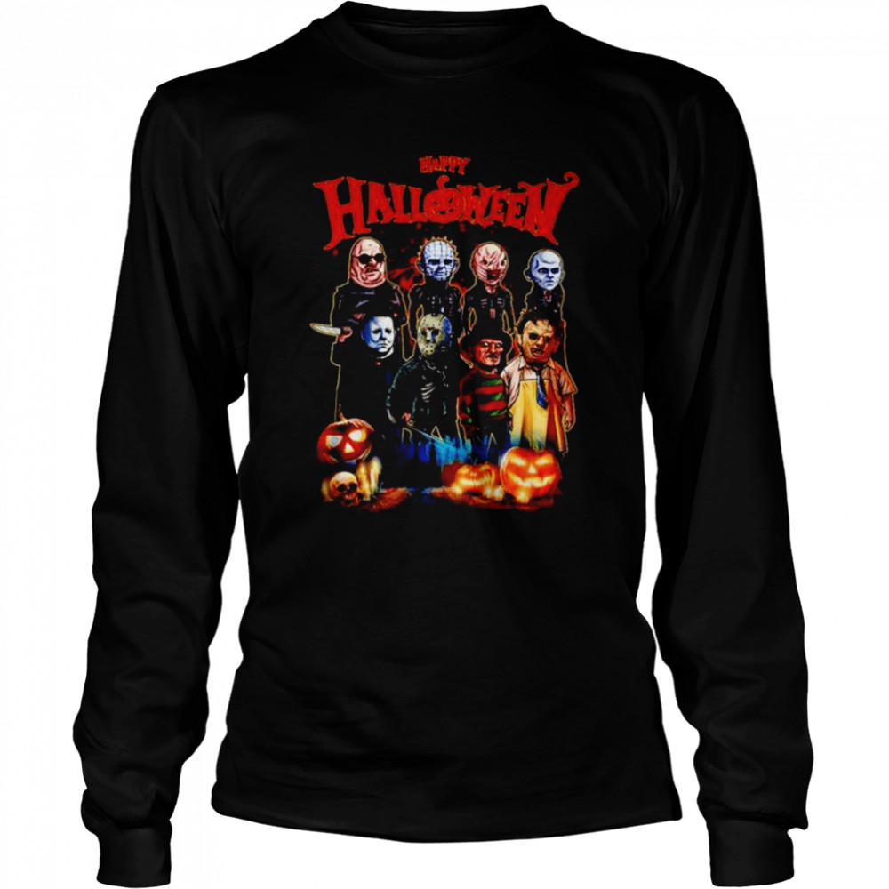happy halloween horror characters movie shirt long sleeved t shirt
