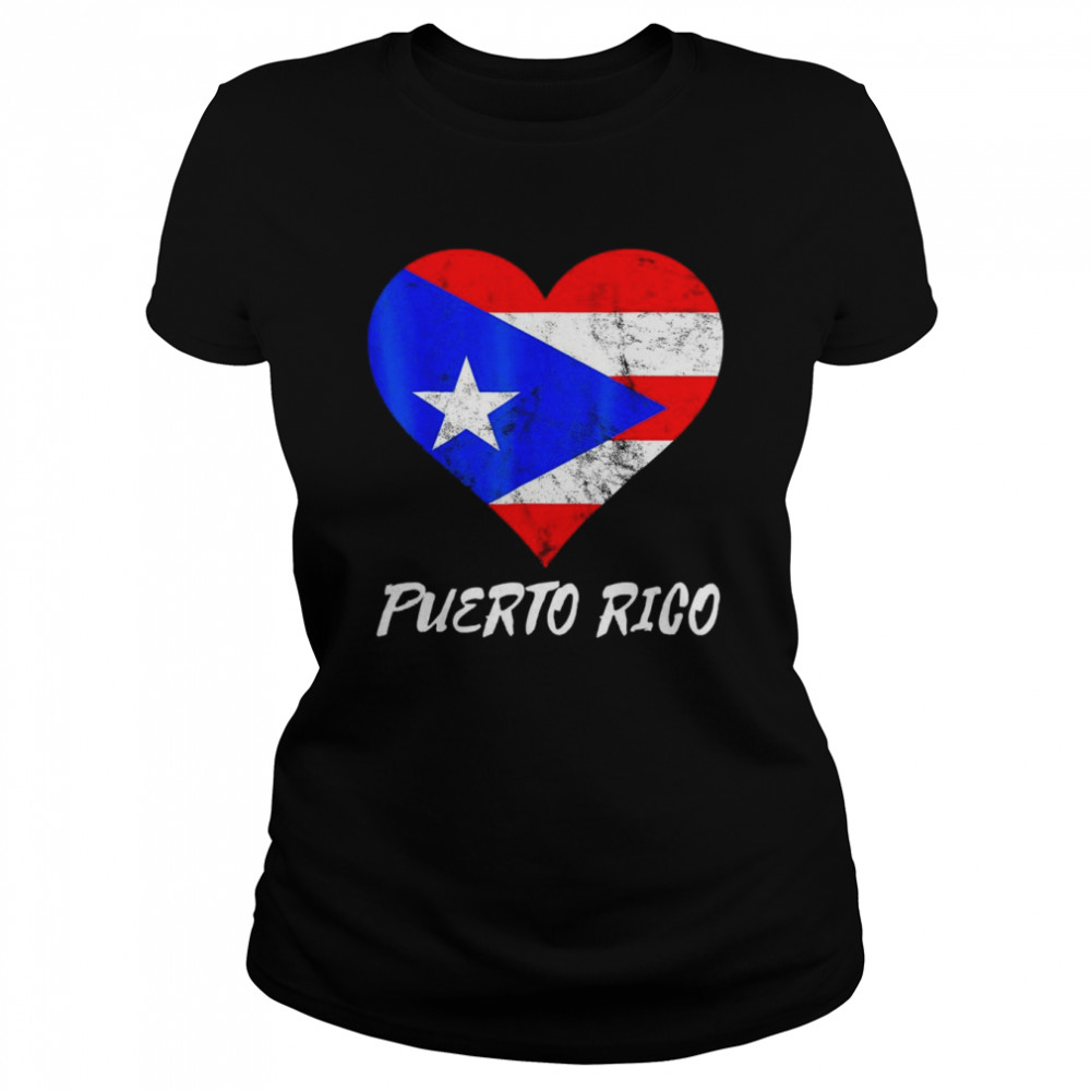 puerto rico heart puertorro puerto rican flag boricua roots shirt classic womens t shirt